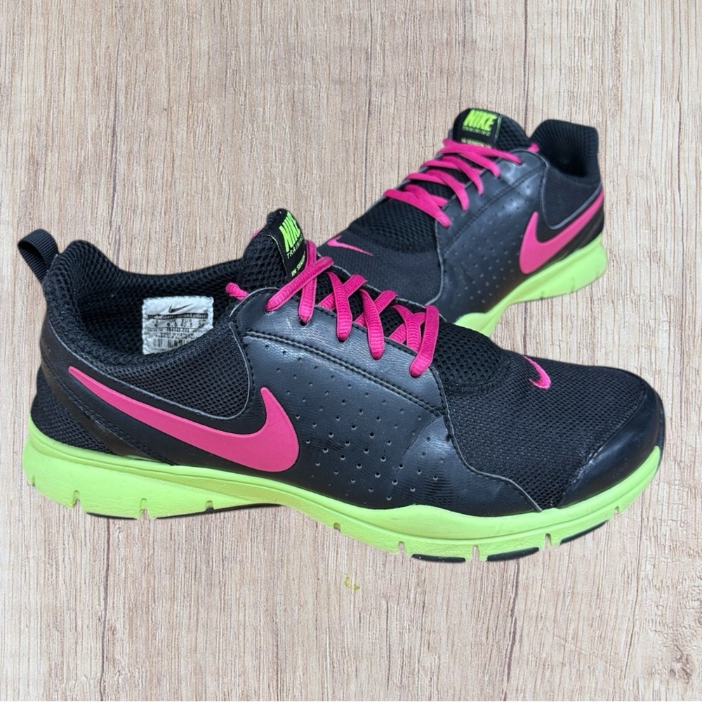 Nike Women’s Training TR Athletic Shoes Black/Pink/Lime 454445-063 Size 9